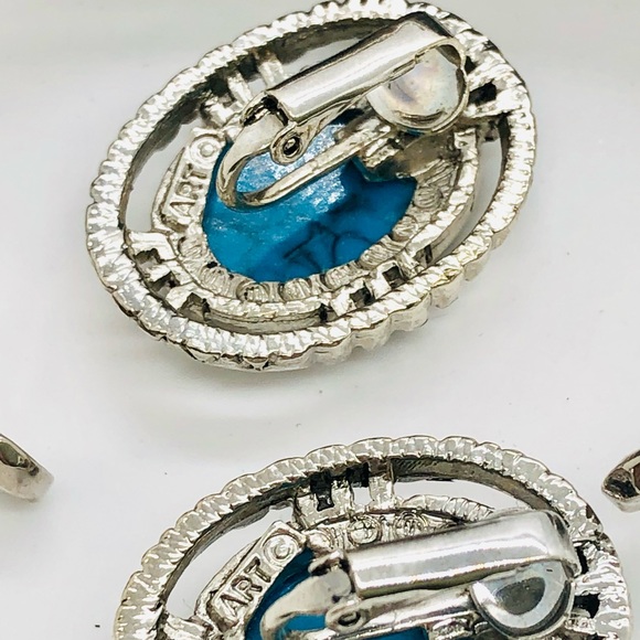 Vintage Ornate ART Turquoise Bracelet Earrings Set - Picture 11 of 16